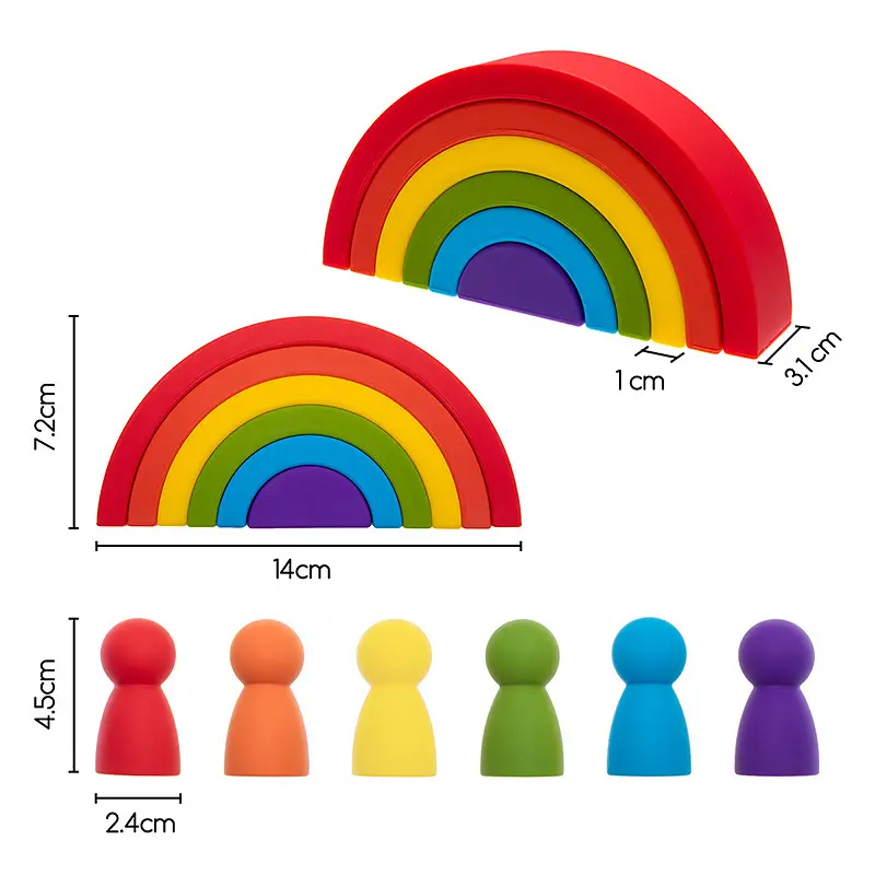 Hot Rainbow Early Educational Toys Silicone Stacking Tower Game Blocks Baby Montessori massaggiagengive Toys