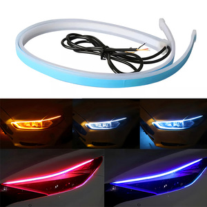 อุปกรณ์เสริมสำหรับไฟรถยนต์2ชิ้น,แถบไฟ Led ยืดหยุ่นสีคู่30 45 60ซม. DRL สำหรับไฟเลี้ยวรถ