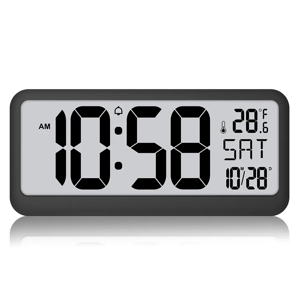 Sveglia digitale grande Snooze Time Calendar retroilluminazione temperatura Display scrivania da tavolo sveglie intelligenti da parete