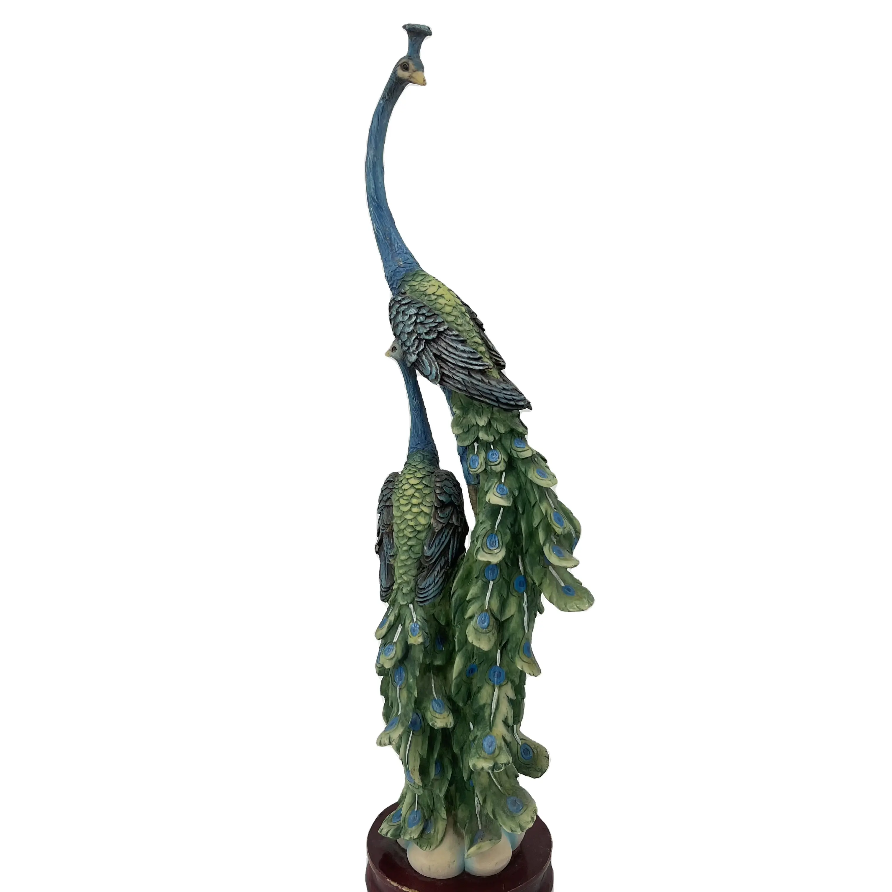 Hermosa estatua de pavo real artesanal de resina, figurita vívida creativa de Peafowl, Colección antigua, adorno de escritorio con acento para el hogar