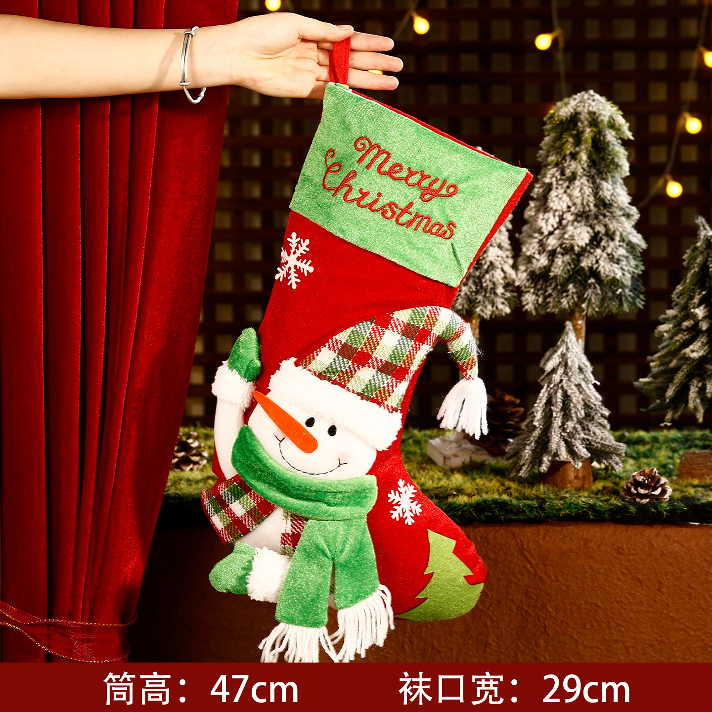 Bonhomme de neige à carreaux verts de grande taille