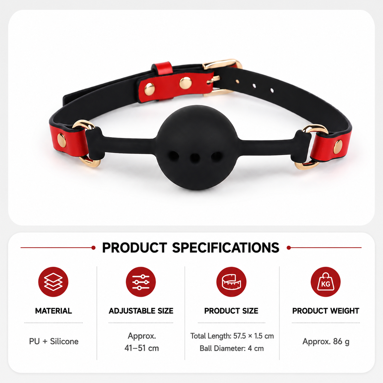 Medium Size Silicone Ball Gag with Breathing Holes