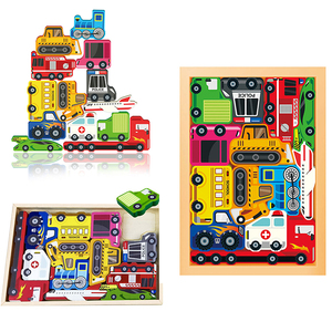 Bán buôn bé bằng gỗ phim hoạt hình 3D RỪNG động vật ghép hình câu đố Board DIY cân bằng khối giáo dục xếp chồng câu đố đồ chơi - Product Image 1