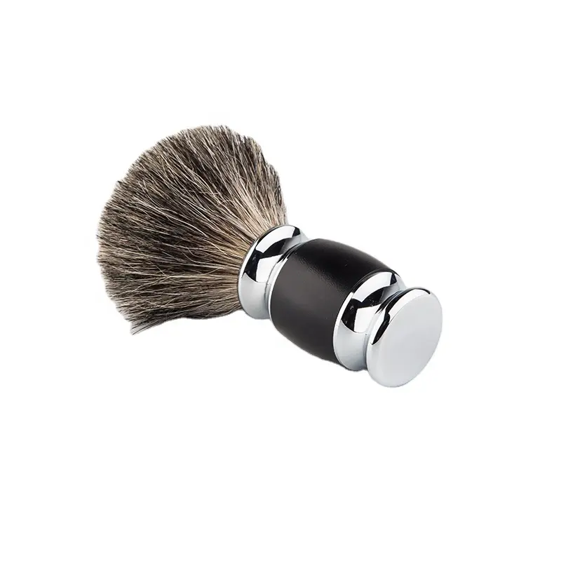 Popolare nero opaco manico barba schiuma spazzola morbida facile da pulire in fibra di lana per la cura del viso