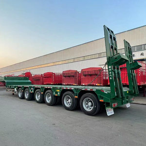 Hidrolik rampa 3 aks 4 aks 5 aks 50 <span class=keywords><strong>Ft</strong></span> ekskavatör Lowboy römork düşük yatak yükleyici 100 Ton Gooseneck Lowboy Flatbed yarı römork