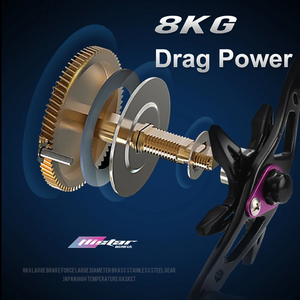 Vikinger BaitCasting 8kg Star Drag <span class=keywords><strong>Design</strong></span> Carretéis De Pesca Cerâmica <span class=keywords><strong>Material</strong></span> Guia De Linha Carretel De Pesca BaitCaster