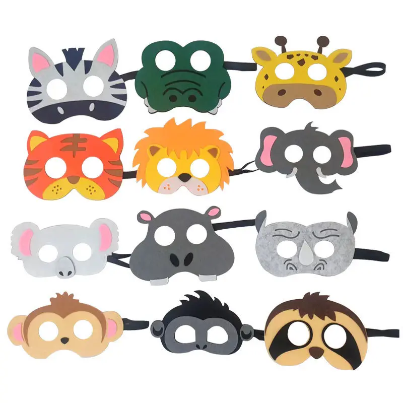 CY personalizado Navidad Pascua Halloween personaje de dibujos animados animales fieltro máscara de ojos niños fiesta máscaras fieltro máscara facial