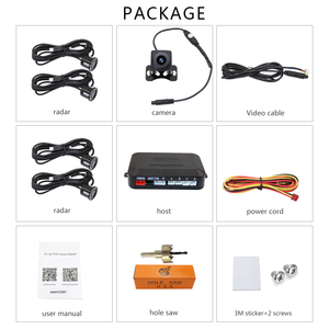 WIFI车载摄像头带传感器停车自动倒车备用雷达检测器倒车无线车载摄像头汽车驻车传感器4个传感器 - Product Image 5