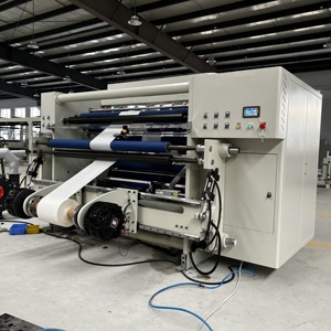 HJGS-1300C 450m/min Slitting Rewinding <strong>Machine</strong> Friction Shaft <strong>Unloading</strong> Rack Hydraulic <strong>Loading</strong> for Jumbo Roll Slitter Rewinder - Product Image 1