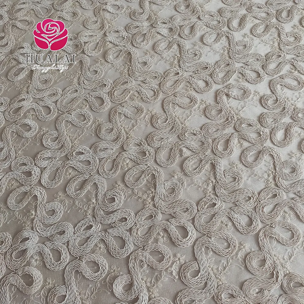 Gold Plus Supplier rules designs embroidery ivory polyester mesh table overly cloth for wedding