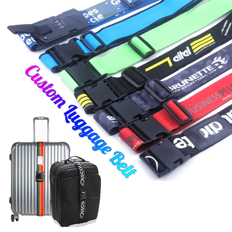 Vente en gros de sangles de bagages avec logo personnalisé ceintures de valises portables accessoires de voyage sangles de sac