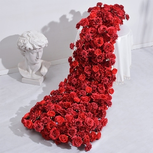 A-441 <strong>Low</strong> Price Party Wedding 3D Hanging Silk White Flower Runner Arrangement Wedding Table Artificial Flower Runner