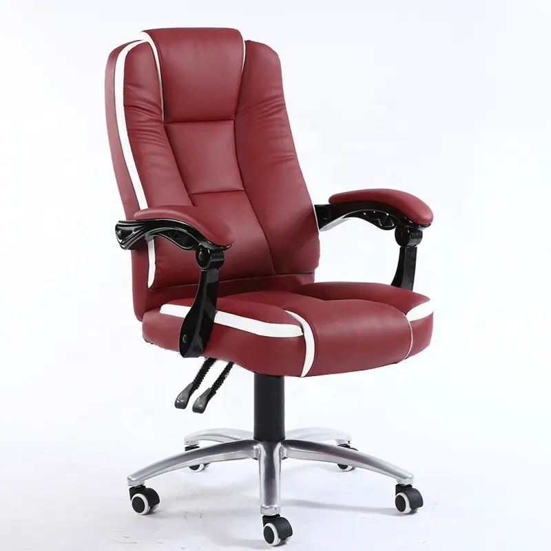 Silla de escritorio de oficina ejecutiva ajustable, asiento de contorno de cuero PU con soporte lumbar y reposapiés