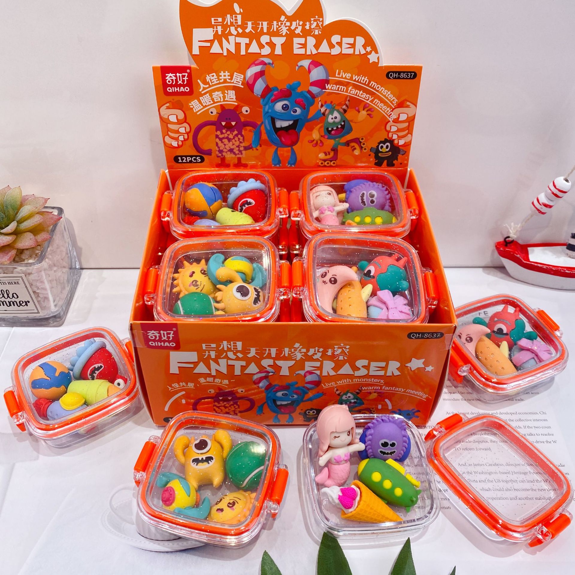 Red 8637 whimsical lunch box shaped eraser