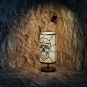 <strong>Skull</strong> Face Shadow Black Goth <strong>Skulls</strong> <strong>Lamps</strong> with 3-Dimmer Touch Switch Gothic Home Decor Plug in Light with Round Skeleton Design - Product Image 3