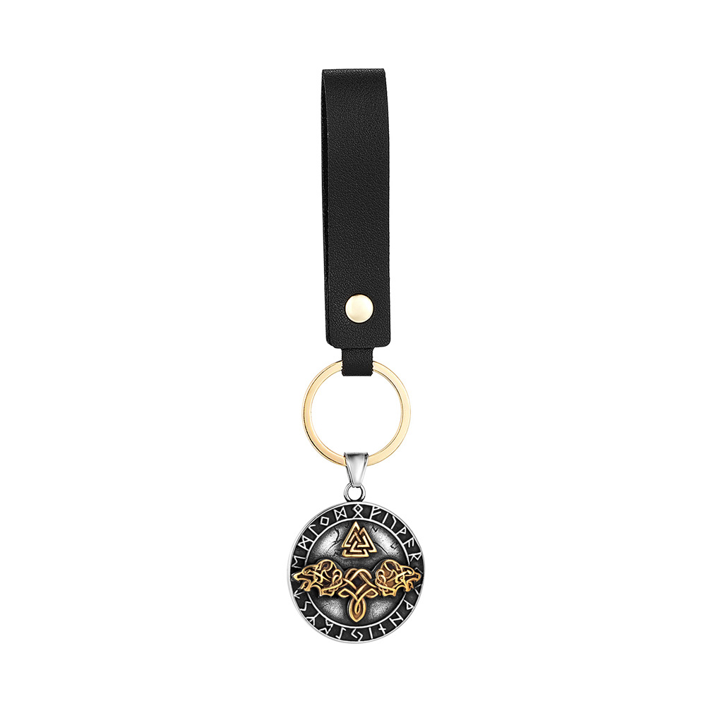 Pendentif bicolore avec cordon en cuir