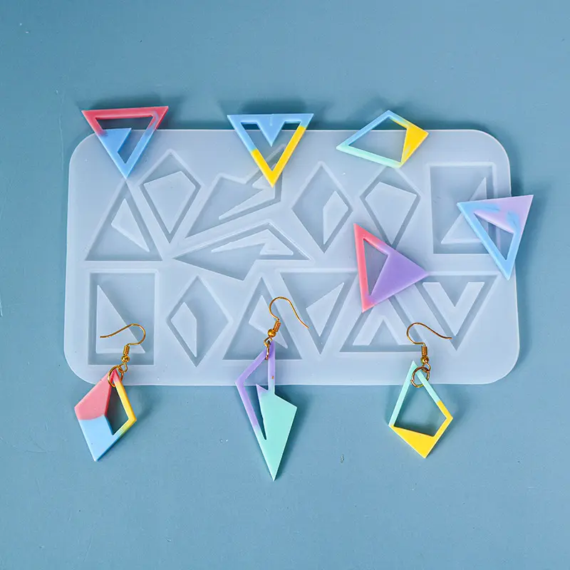 Neue Ideen Rhombus Dreieck Ohrringe Silikon Epoxidharz Formen DIY Werkzeug Schmuck herstellung Ornamente Schlüssel bund Gussform
