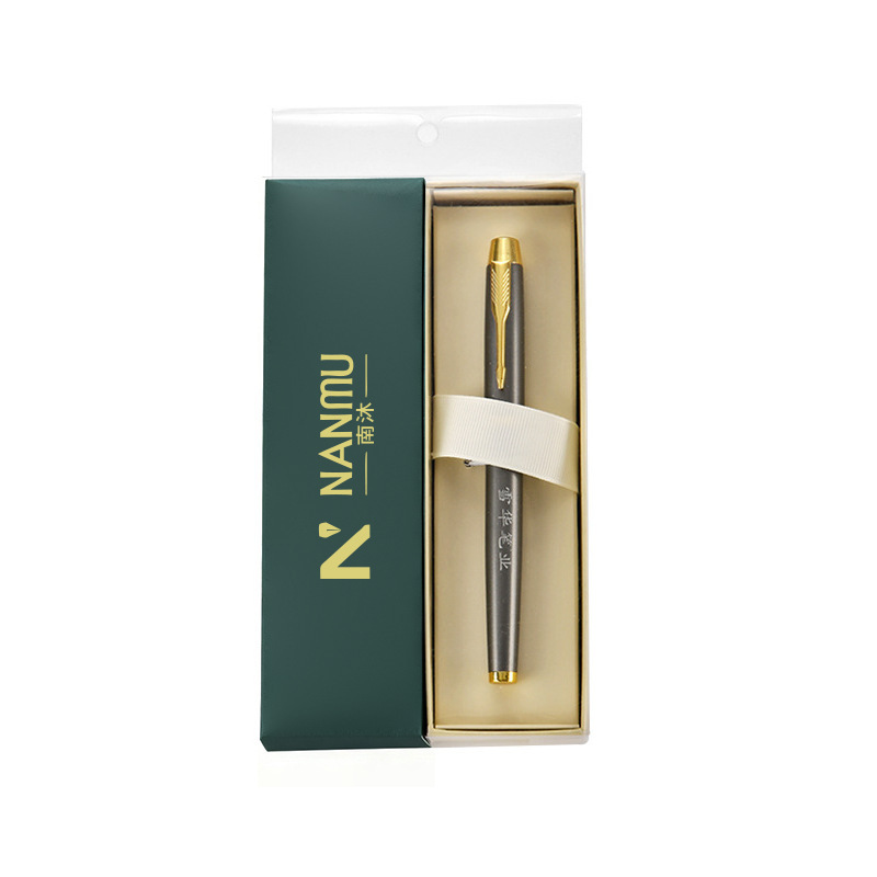 The dark green box contains (one 2201 gray-barreled gold-handled pen).