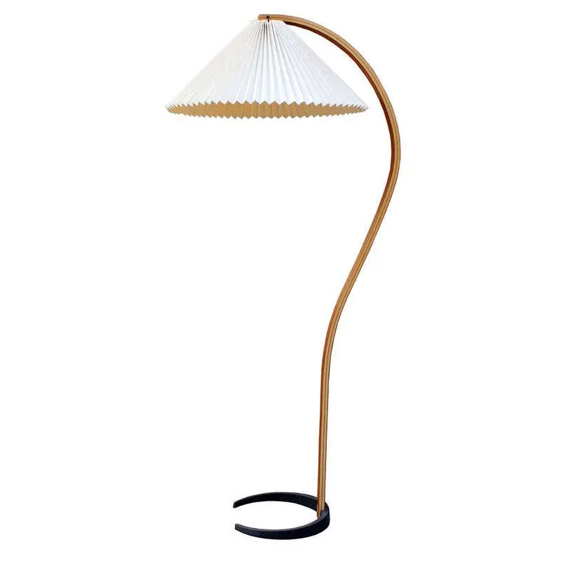 Lámpara plisada de pie para el suelo, iluminación clásica de pie para mesita de noche, estilo nórdico minimalista, con sombrilla Vintage