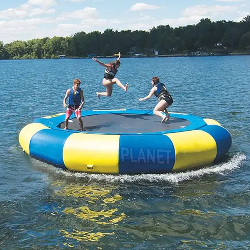 Comercial PVC al aire libre Aqua Park deportes acuáticos 5M flotante inflable niños salto de agua trampolín juego