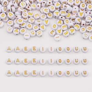 <strong>Vowel</strong> Letter <strong>Bead</strong> Best Selling 7x4mm White Acrylic Alphabet <strong>Beads</strong> for DIY Fashion Jewelry Plastic Lucite <strong>Beads</strong> - Product Image 3
