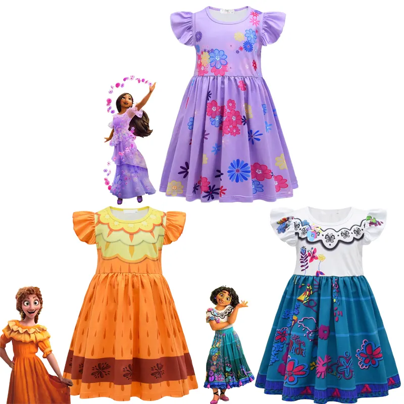 בנות Encanto Mirabel המדריגל שמלת ילדי מסיבת קוספליי תלבושות ילדי מפואר דולורס Isabela נסיכת שמלות Vestidos