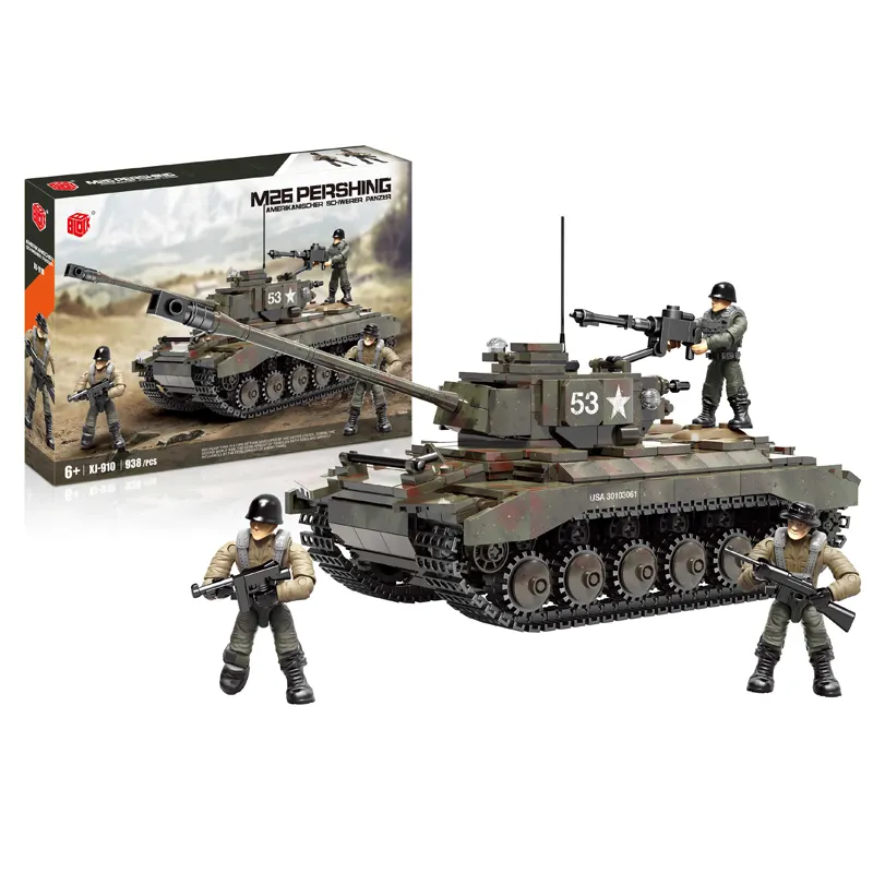 Çocuk oyuncakları serisi plastik yapı taşları M26 tankı oyuncak seti Amerikanischer Schwerer Panzer tuğla oyuncak savaş silah modeli