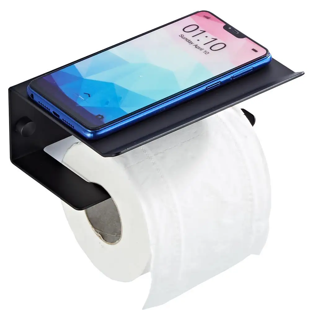 Black toilet paper holder mobile phone holder tissue holder