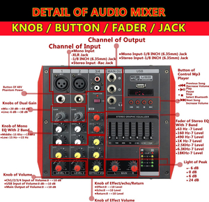 Mezclador de DJ con interfaz de audio profesional de 8 canales, consola con conector de entrada XLR y 1/4 con función de efecto y ECO, 1 unidad