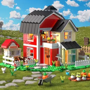 Iambrick <strong>Ranch</strong> Cottage With Light Assembly Small Particle Street View Bricks <strong>Toys</strong> Model Gifts for Birthday Building Blocks Sets - Product Image 5