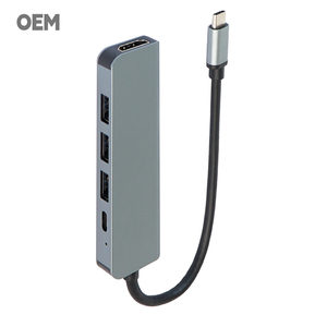 OEM/ODM 5-in-1 USB C Hub 4K <strong>HDMI</strong> <strong>Output</strong> 100W PD <strong>Input</strong> USB 3.0 LAN Port Dual Card Reader - Product Image 5