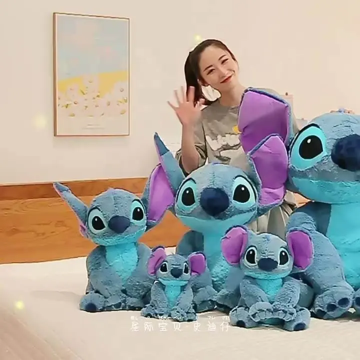 Commercio all'ingrosso gigante Cartoon Lilo e Stitch farcito peluche animale peluche Stitch Anime Figure peluche per bambini 35cm blu