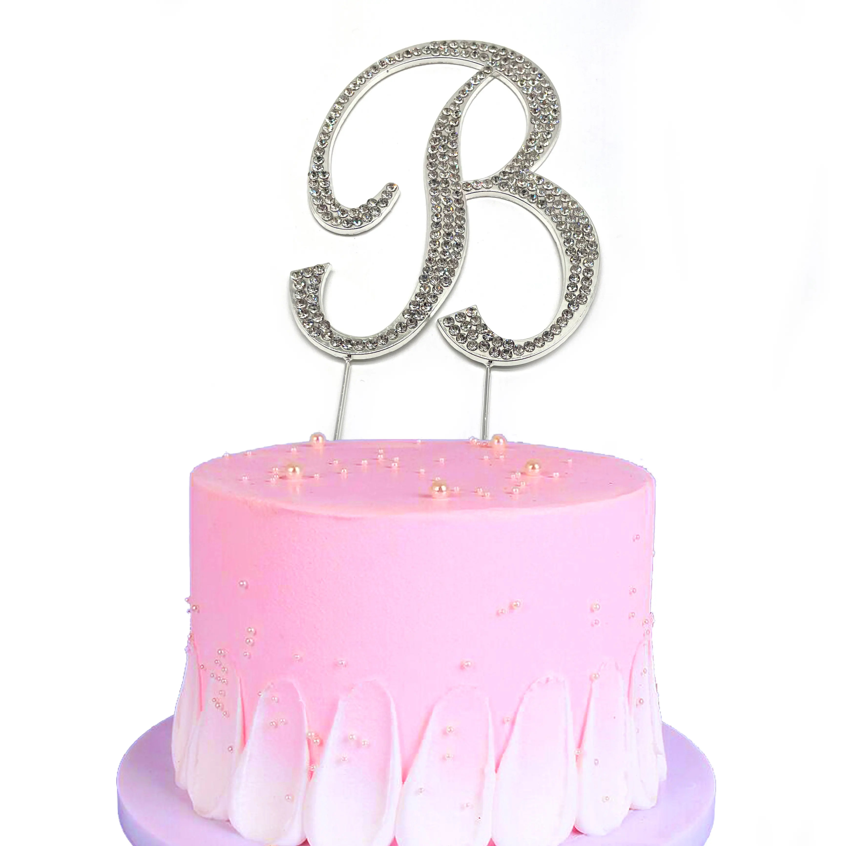 Strass di cristallo scintillante lettera ABCDEFGHIJKLMNOPQRSTUVWXYZ 26 lettera Cake Topper argento