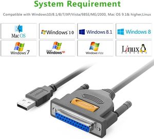 UGREEN <span class=keywords><strong>USB</strong></span>至DB25并行打印机电缆适配器公母连接器<span class=keywords><strong>IEEE</strong></span> <span class=keywords><strong>1284</strong></span>转换器，适用于电脑台式笔记本电脑