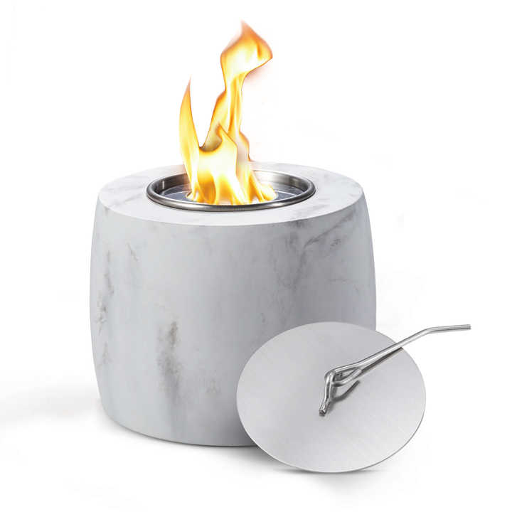 SUNBOW Bioethanol Tabletop Fireplace Garden Table Top Fire Pit Bowl Concrete Mini Smokeless Tabletop Ethanol Fire Pit for Patio