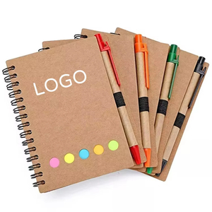 Cuaderno B5 de alta calidad con cubierta de papel Kraft, logotipo personalizado, notas adhesivas, blocs de notas autoadhesivos y juego de bolígrafos