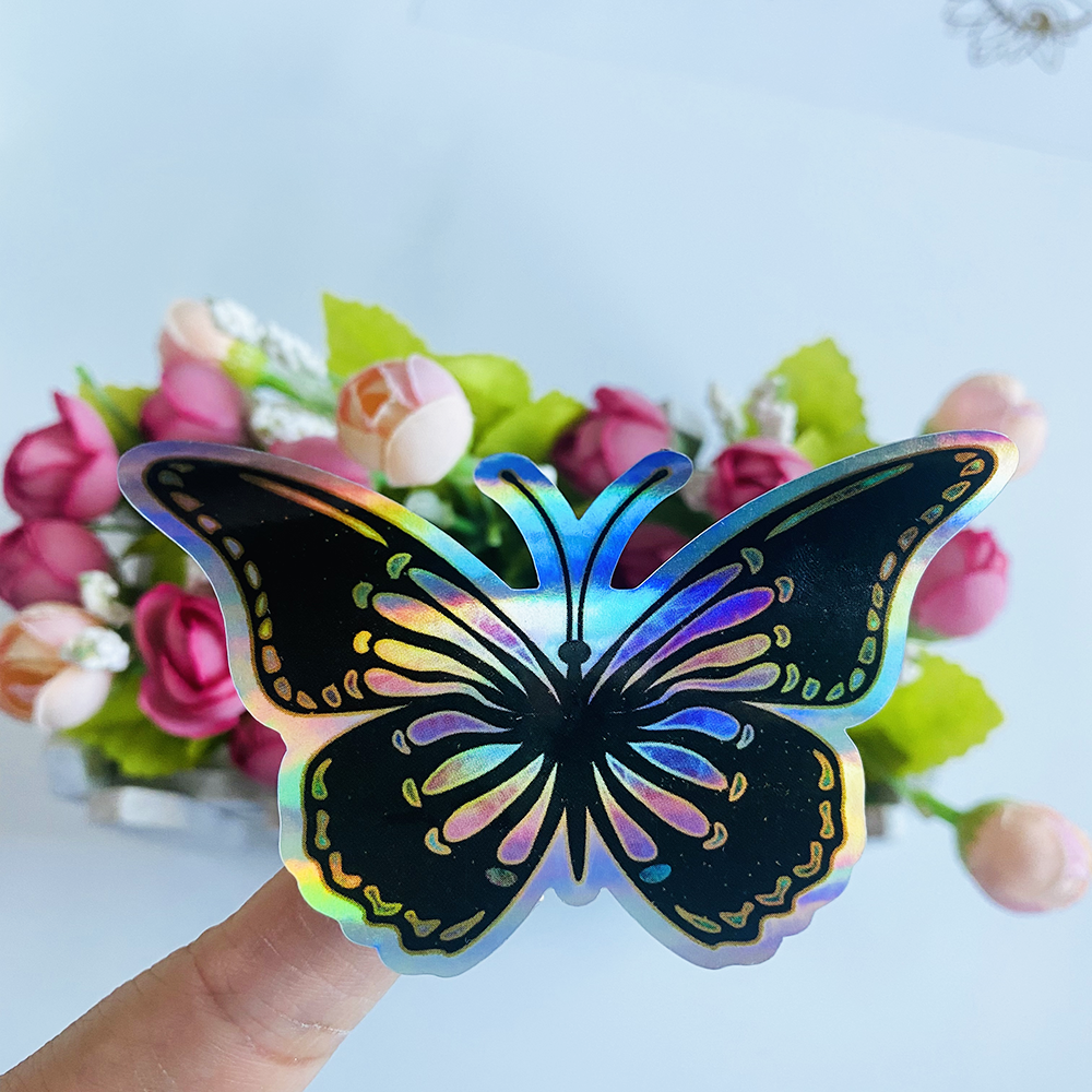 Custom die cut holographic stickers example H