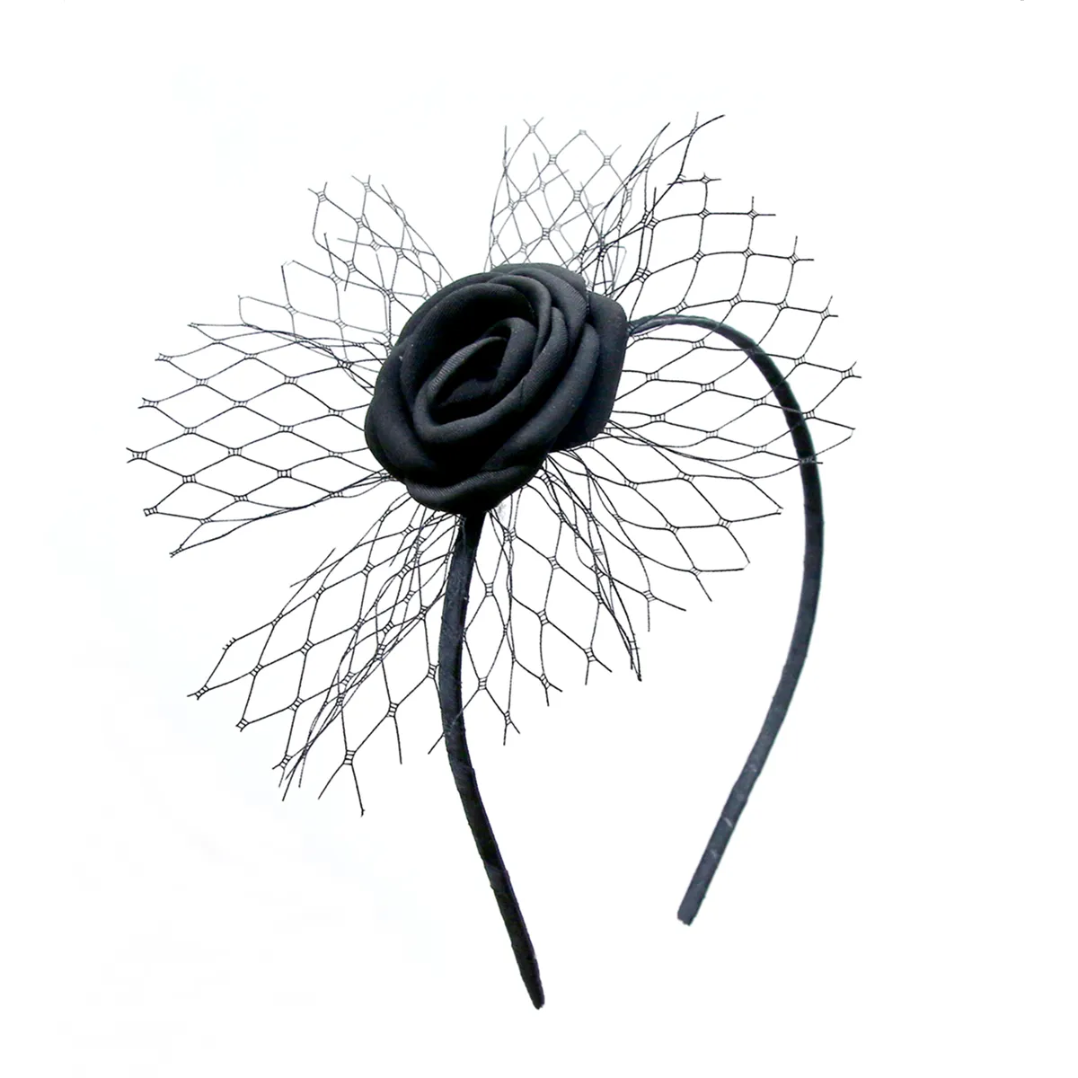 New Tea Party Bead Feathers Net Veil Mesh Flower Headband Fascinators Hat For Ladies Bridal Headdress Fancy Hair Clip