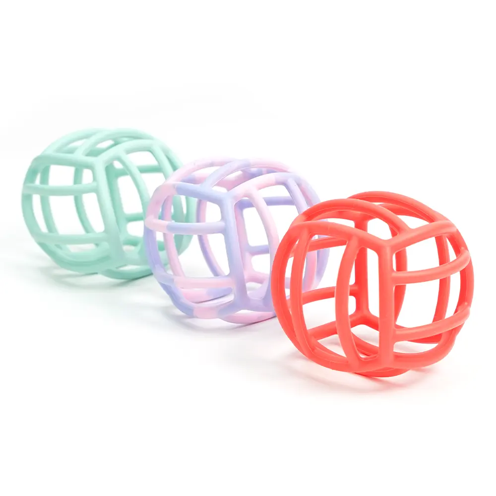 新しいデザイン卸売キッズおもちゃ食品グレードBPAフリーシリコンベビーティーザーボール
