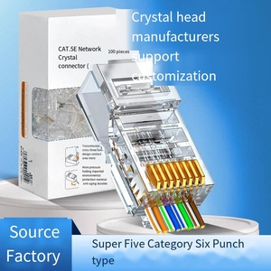 ตัวเชื่อมต่อ RJ45 Cat5e Cat6ผ่านปลั๊กโมดูลาร์แบบหนีบสำหรับสายเคเบิลเครือข่ายที่มั่นคง - Product Image 3