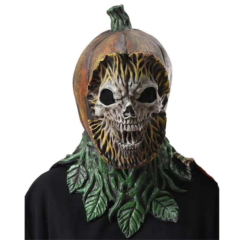 Máscara de palhaço de abóbora de látex ecológica para festas de Halloween, adereços de cabeça de zumbi e máscara de Halloween