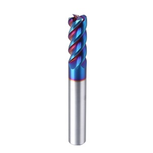 耐用的数控钨硬质合金铣刀HRC65蓝色纳米涂层圆头半径立铣刀 - Product Image 1
