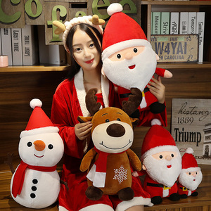 毛绒可爱柔软圣诞圣诞老人婴儿雪人麋鹿公仔毛绒玩具