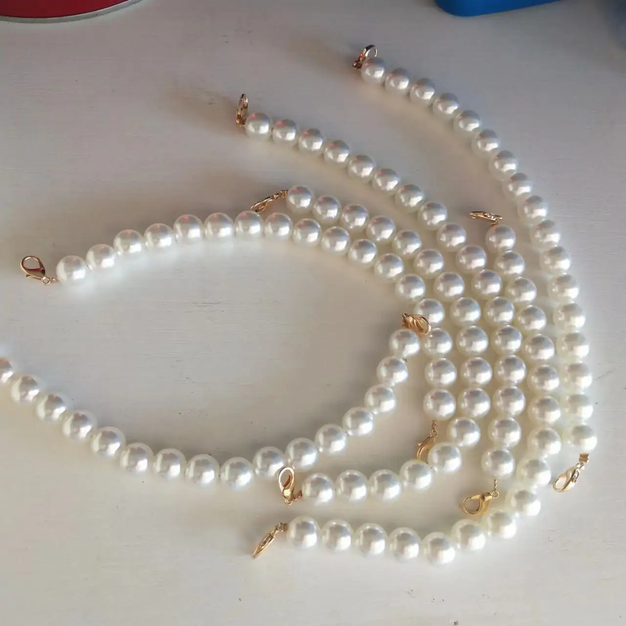 Fashion handbags decorated Pearl Chain Various Size Clasp Pearl Bag Chain Straps for Women Handbag Purse Hanger