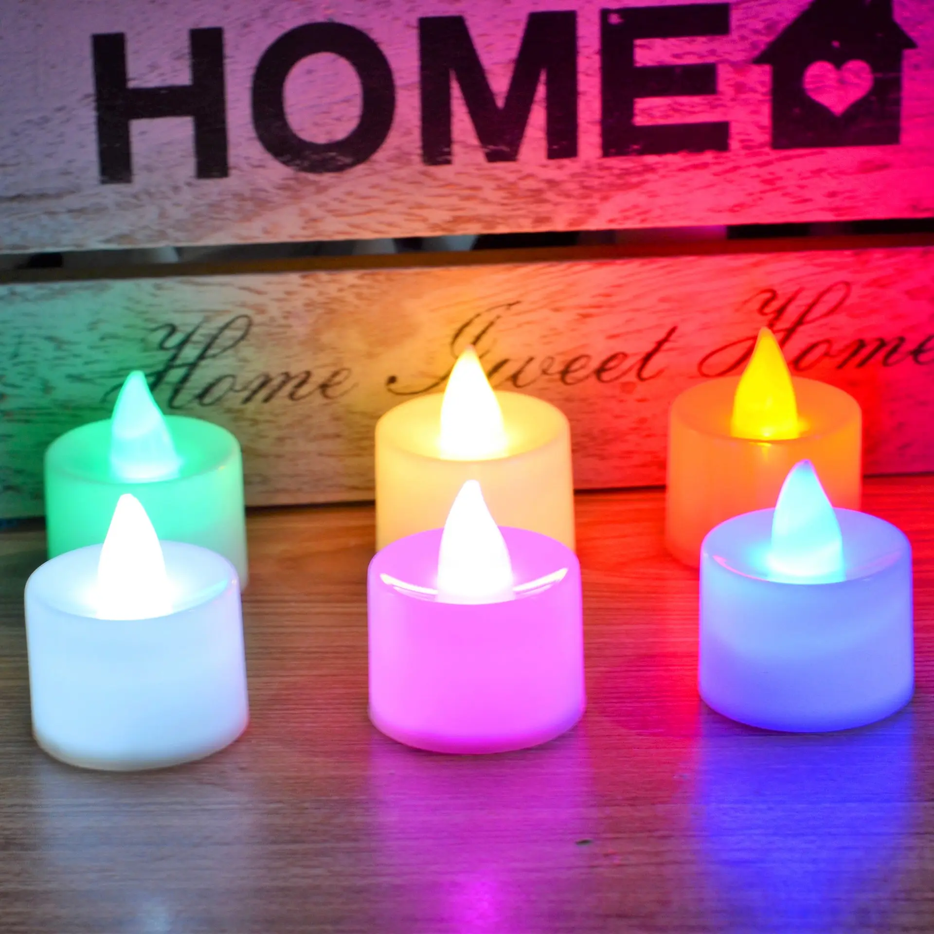 Mini RGB colorido ABS reutilizable con batería velas sin llama LED decoración del día de San Valentín Set 24PCs mini velas de candelita