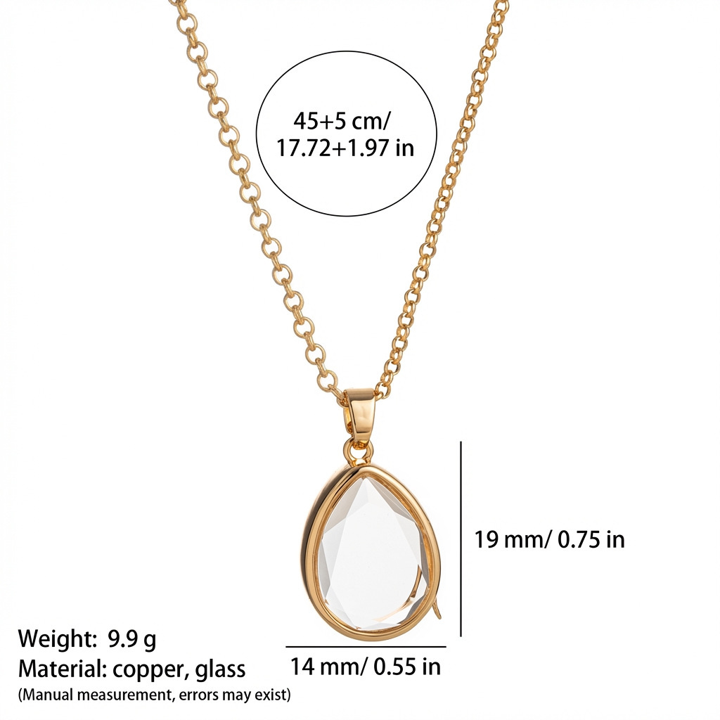 Collana con ciondolo a goccia trasparente