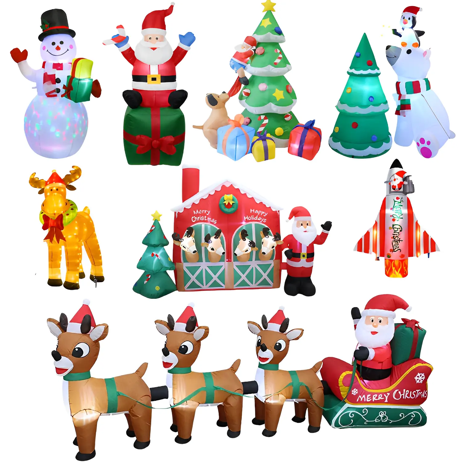 3-10ft 야외 크리스마스 산타 절 눈사람 나무 풍선 마당 장식 팽창 장식 장식 adornos de navidad inflables