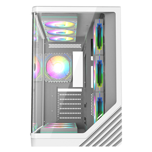 2024 핫 세일 곡선 유리 PC 케이스 게임용 컴퓨터 케이스 지원 ATX 마더 보드 3060 GPU 화이트 RGB PC 케이스 (냉각 팬 포함) - Product Image 2