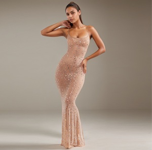 Luxe personnalisé diamant paillettes robe de soirée queue de sirène robe de bal adulte Spaghetti sangle Sexy vêtements de nuit pour les femmes - Product Image 3