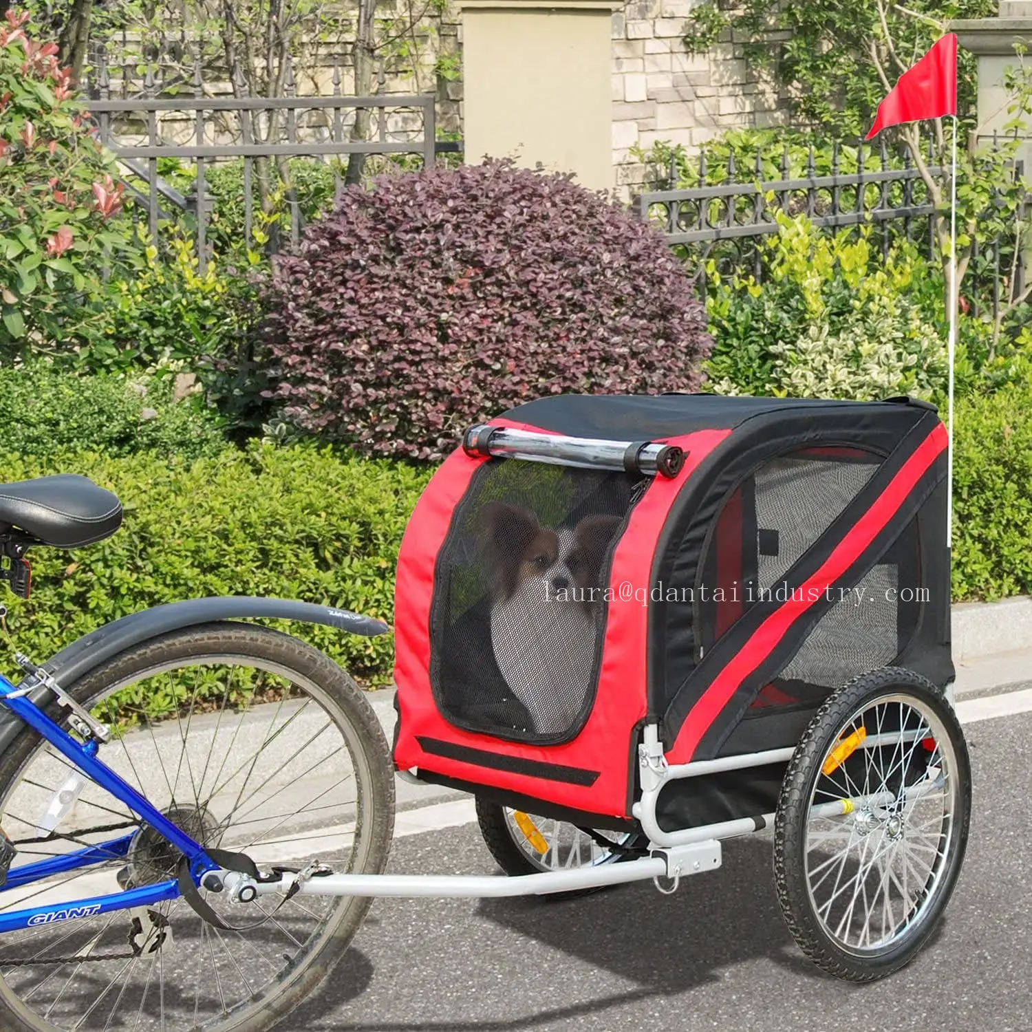 Remorque de vélo électrique pour chien, avec fenêtre en maille, cadre en acier, étanche, compatible avec la France